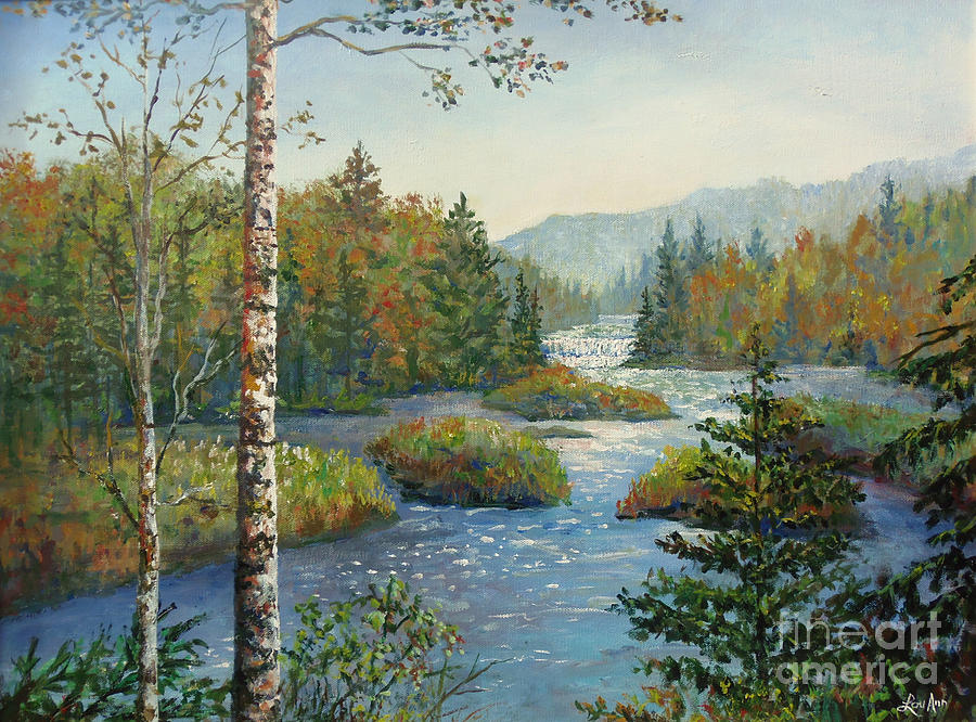 Michigan Waterfall Painting by Lou Ann Bagnall