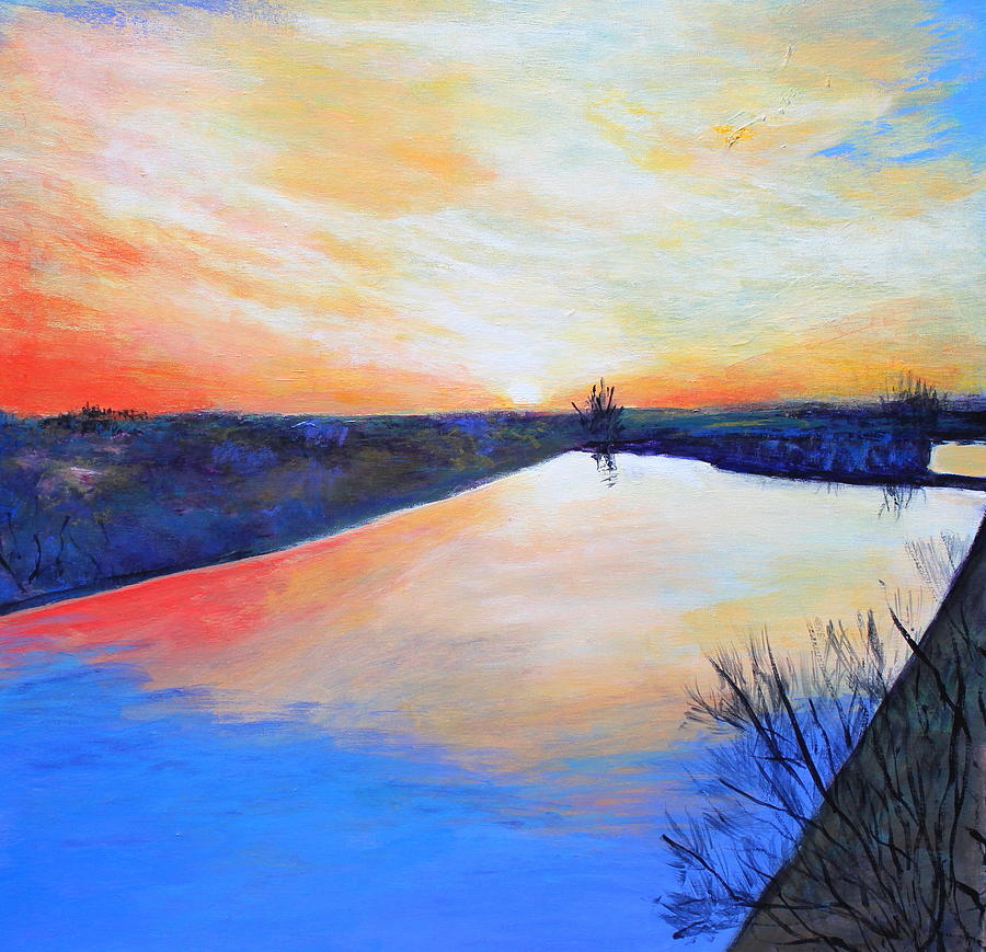 Michigan Waterway Painting by M Diane Bonaparte