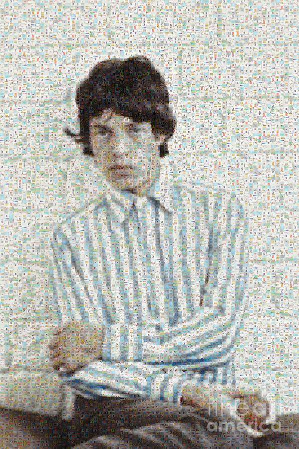 Mick Jagger with Apple Mosaic Digital Art by Paulette B Wright