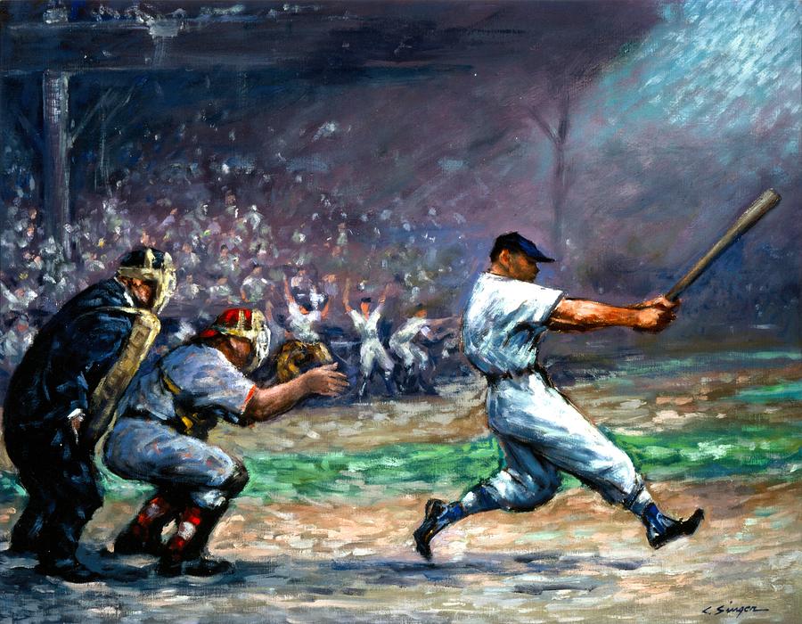 Mickey Mantle Painting by Clyde Singer