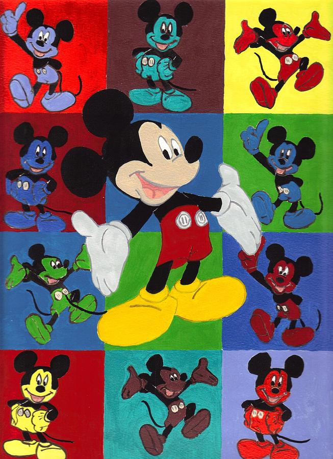 Mickey Mouse Abstract Art Painting by Olde Time  Mercantile