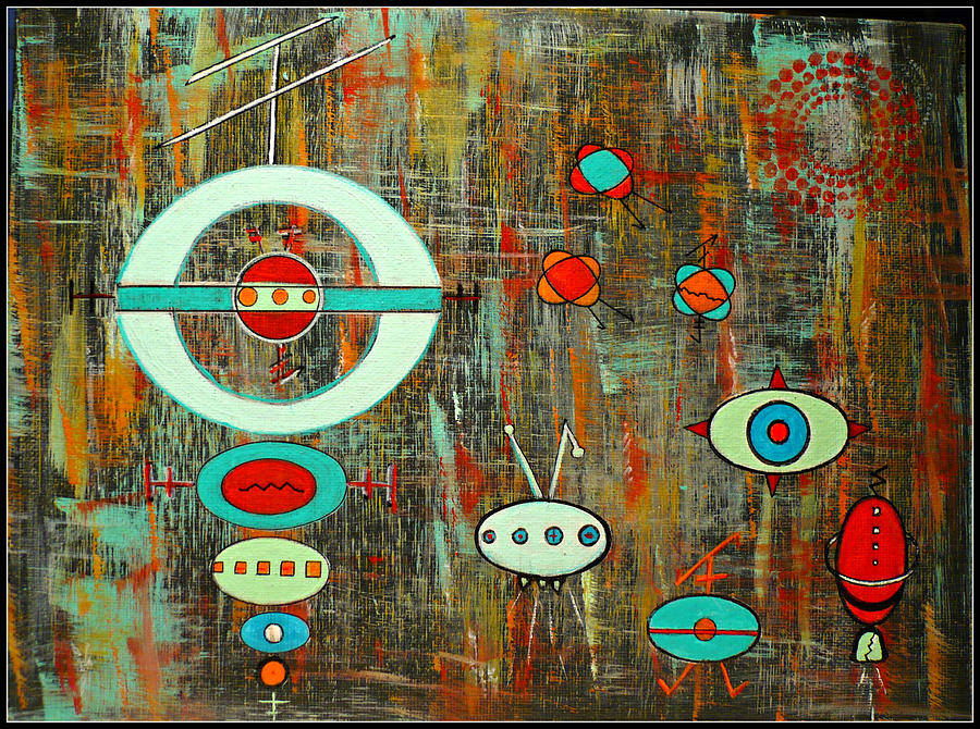 Micro Cosmic - Mother Ship Painting by Debra Jacobson