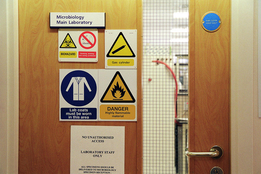 Microbiology Laboratory Door by Sotiris Zafeiris/science Photo Library