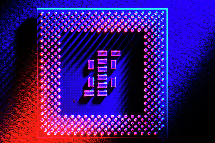 Chip Photograph - Microprocessor Chip by Alfred Pasieka/science Photo Library