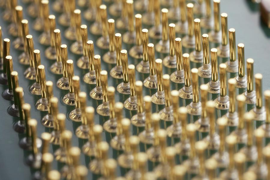 Device Photograph - Microprocessor Gold-plated Contact Pins by Science Photo Library
