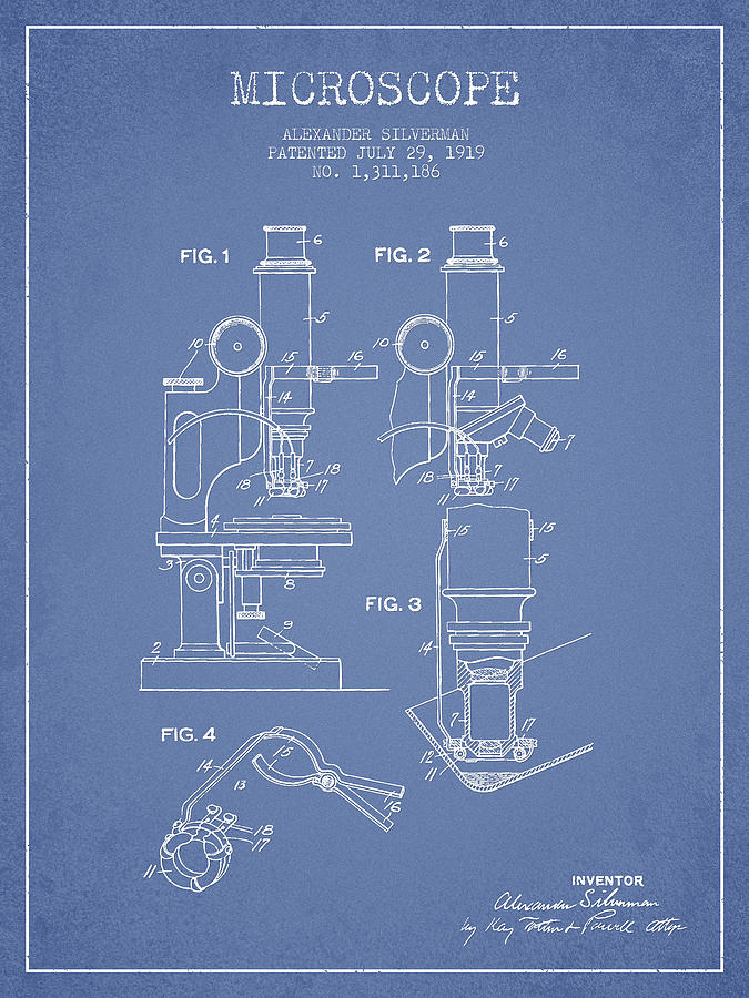 Vintage Digital Art - Microscope Patent Drawing From 1919- Light Blue by Aged Pixel