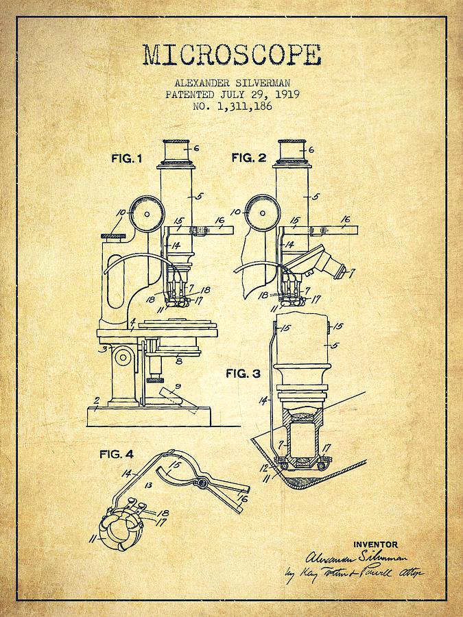 Vintage Digital Art - Microscope Patent Drawing From 1919- Vintage by Aged Pixel