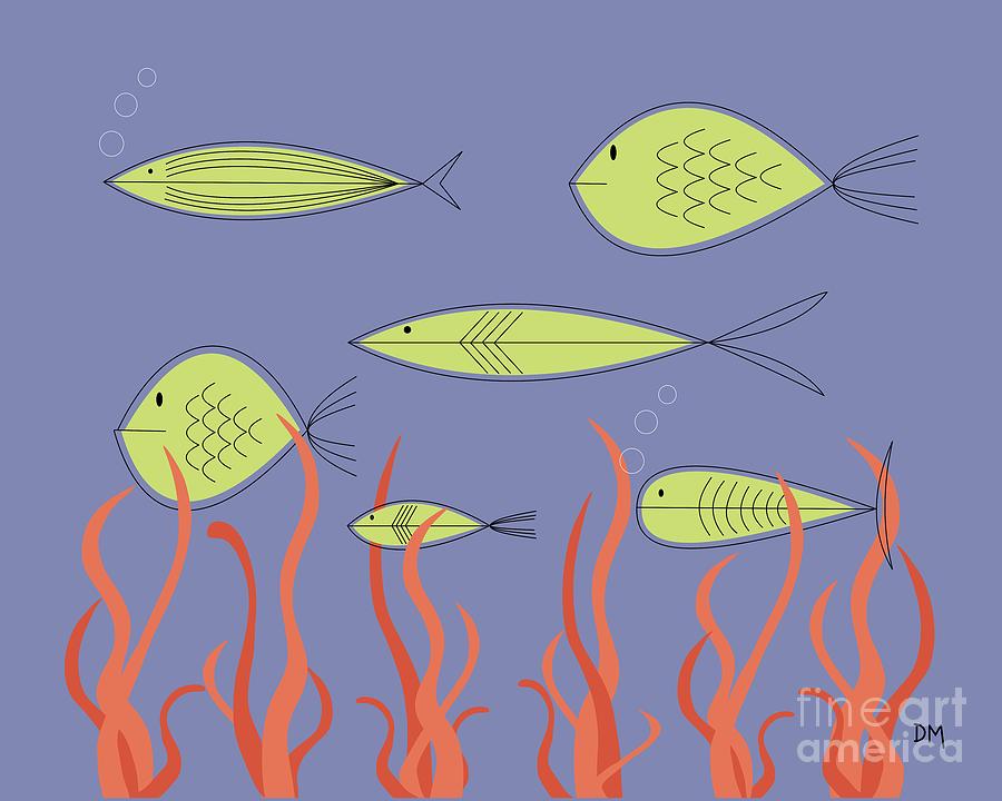 Mid Century Fish Digital Art by Donna Mibus