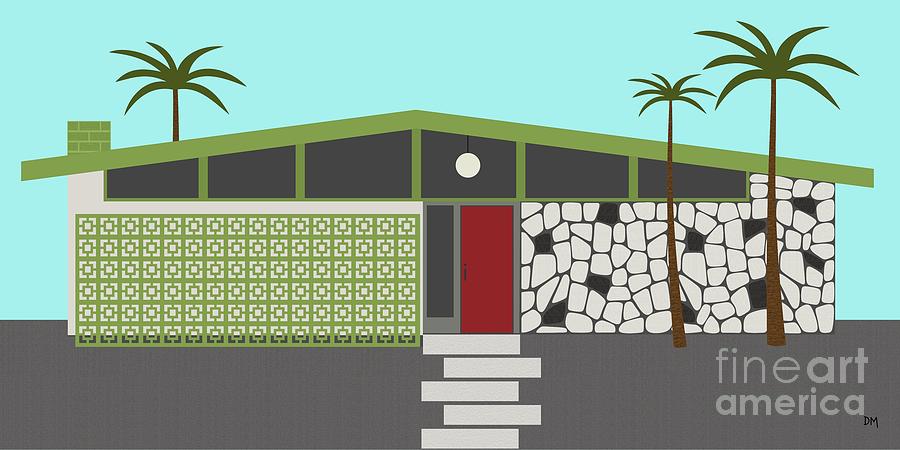 Mcm Digital Art - Mid Century Modern House 4 by Donna Mibus Mcm Digital Art - Mid Century Modern House 4 by Donna Mibus
