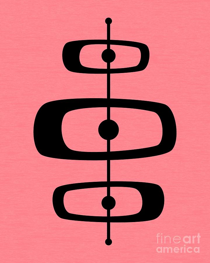 Mid Century Shapes 2 on Pink Digital Art by Donna Mibus