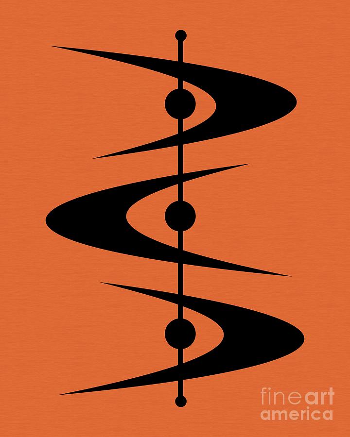 Abstract Digital Art - Mid Century Shapes 3 on Orange by Donna Mibus