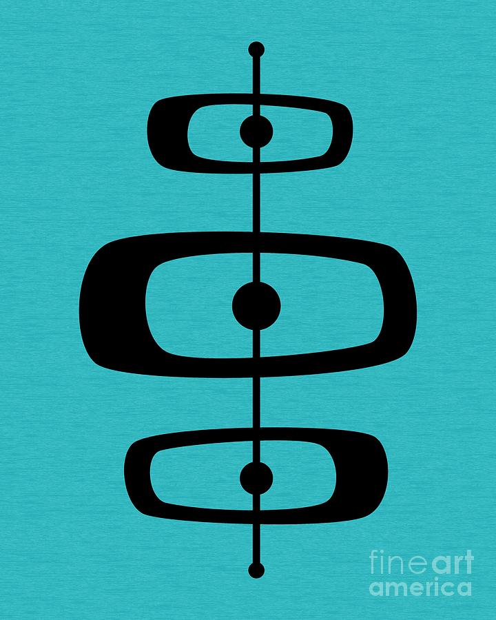 Mid Century Shapes 2 on Turquoise Digital Art by Donna Mibus