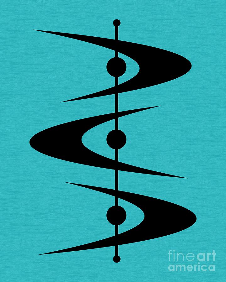 Mid Century Shapes 3 on Turquoise Digital Art by Donna Mibus