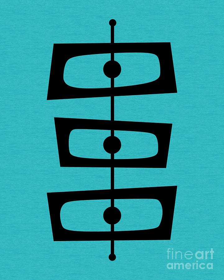 Mid Century Shapes on Turquoise Digital Art by Donna Mibus