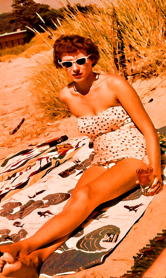 Mid Century Swimsuit Gal color Photograph by Cathy Anderson