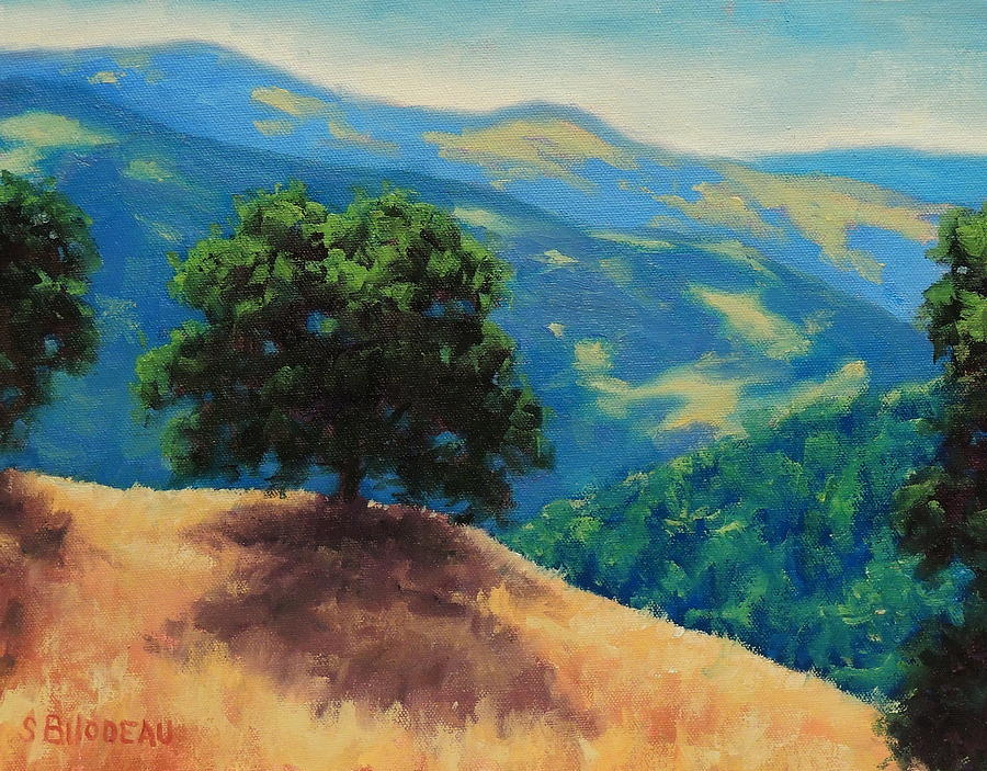 Mountain Painting - Mid Day On Golden Hills by Steven Guy Bilodeau
