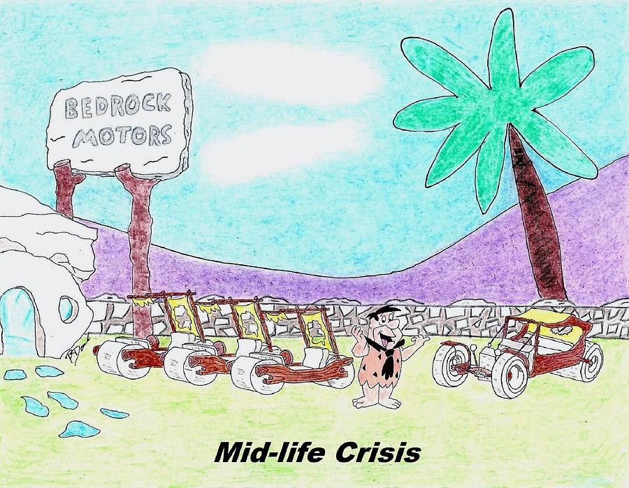 Car Drawing - Mid-life Crisis by Paul Davis