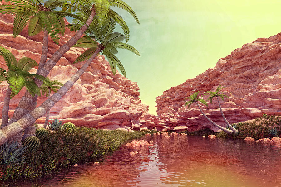 Midday at the Oasis Digital Art by Matthew Lindley