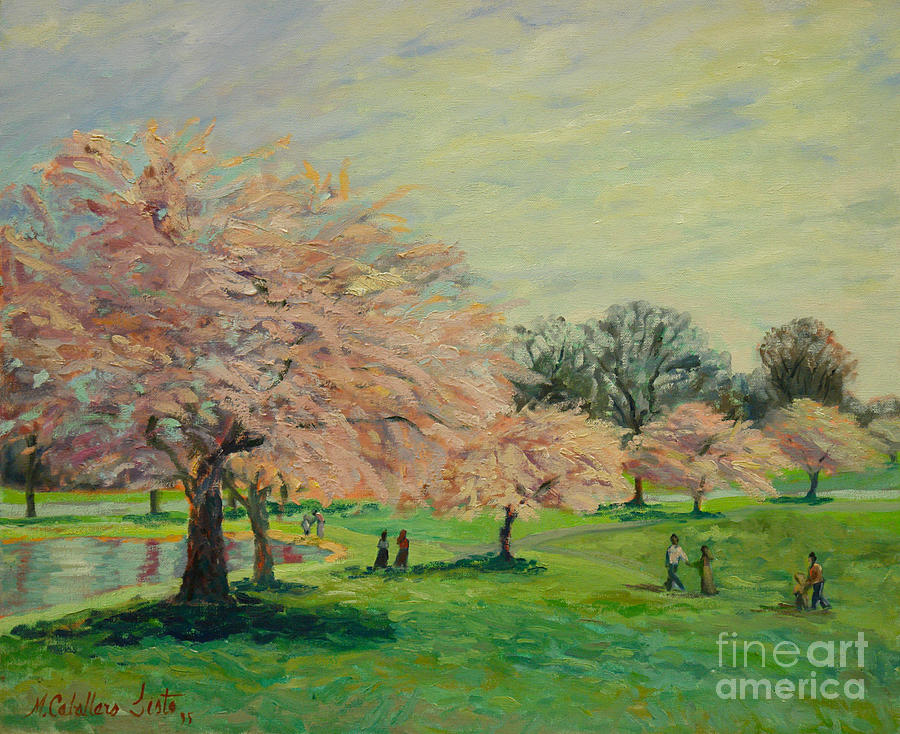 Midday at the Park Painting by Monica Elena