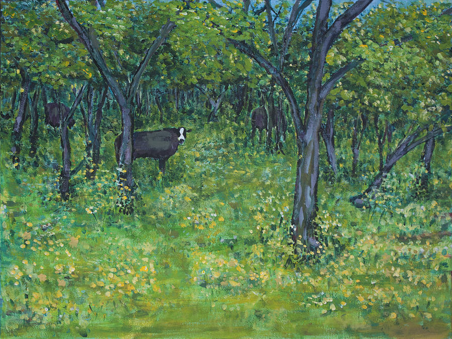 Cows Painting - Midday Cows by Molly Benson Cows Painting - Midday Cows by Molly Benson