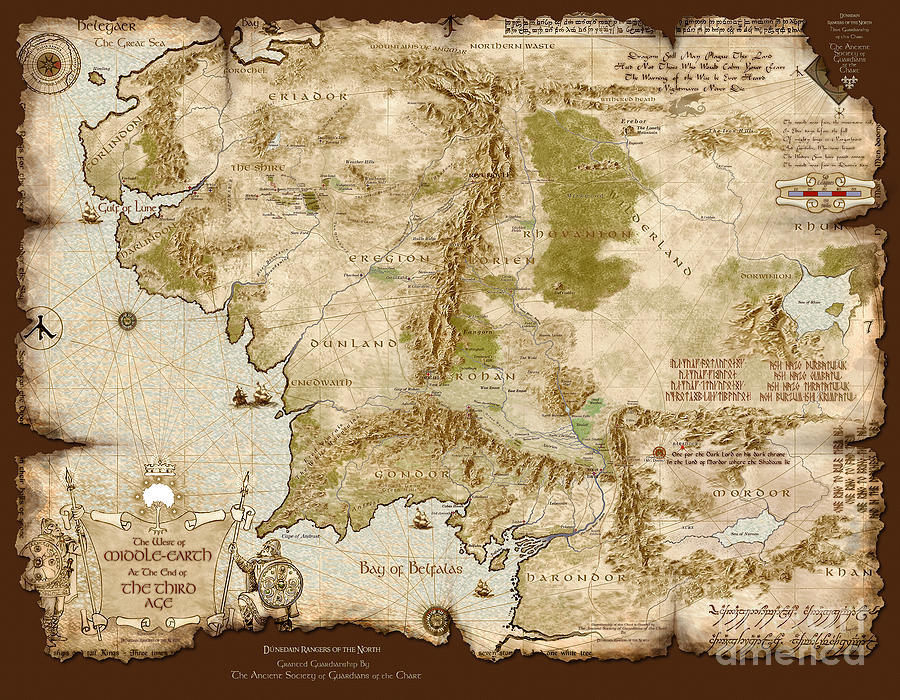 Middle-earth Map Burnt-edges Digital Art by Anthony Forster