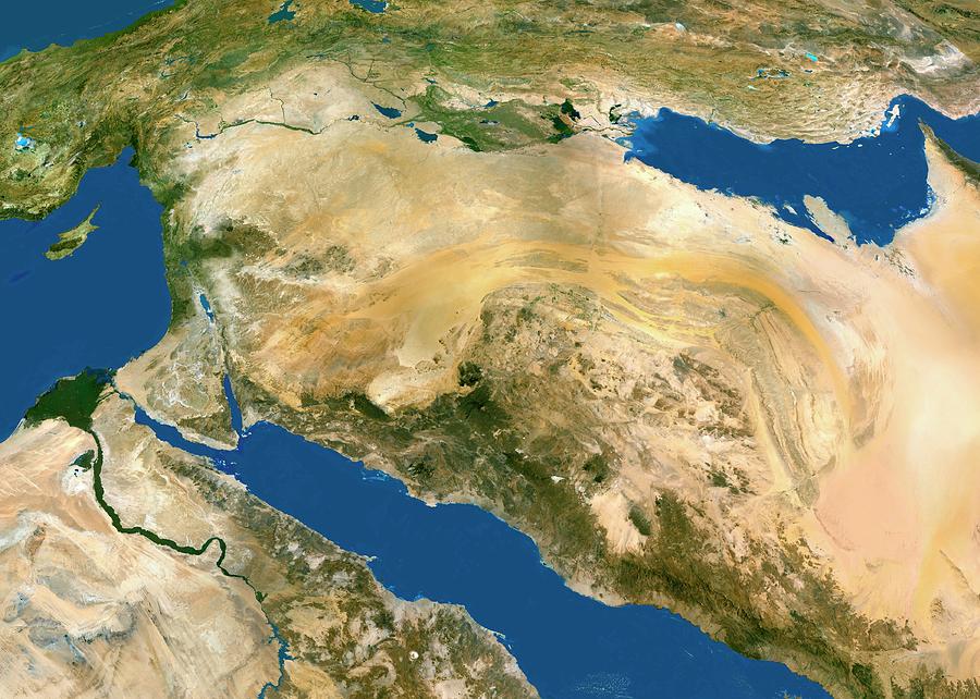 Middle East Photograph by Worldsat International/science Photo Library