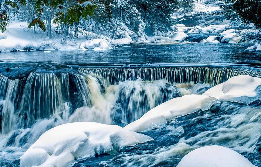 Winter Photograph - Middle section of Bond Falls 1 by Optical Playground By MP Ray