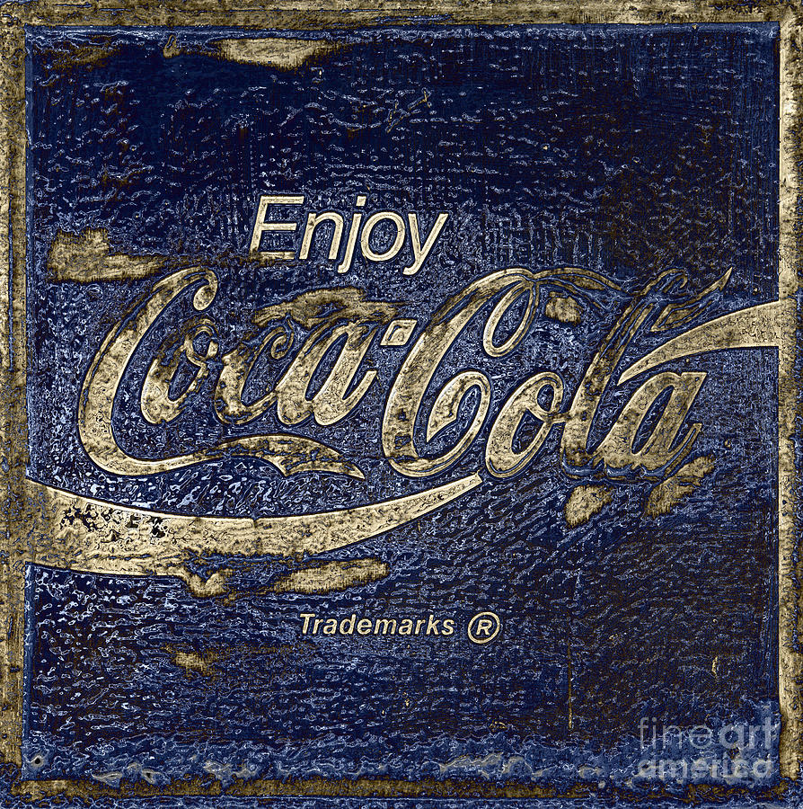 Midnight Blue Abstract Coca Cola Sign Photograph by Lone Palm Studio