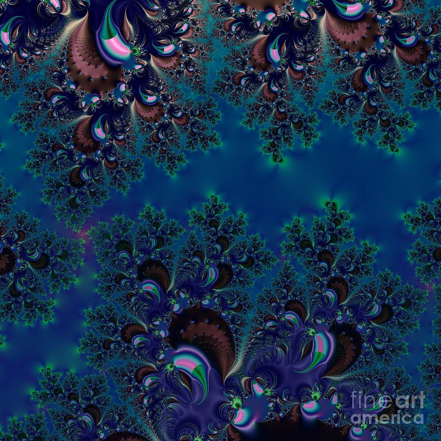 Midnight Blue Frost Crystals Fractal Digital Art