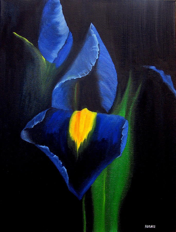 Midnight Blue Iris Painting by Richard Dotson