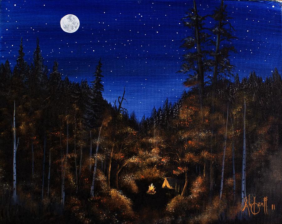 Midnight Campfire Painting by Alex Izatt