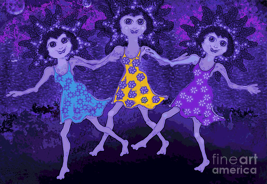 Trio Digital Art - Midnight Dance by Carol Jacobs