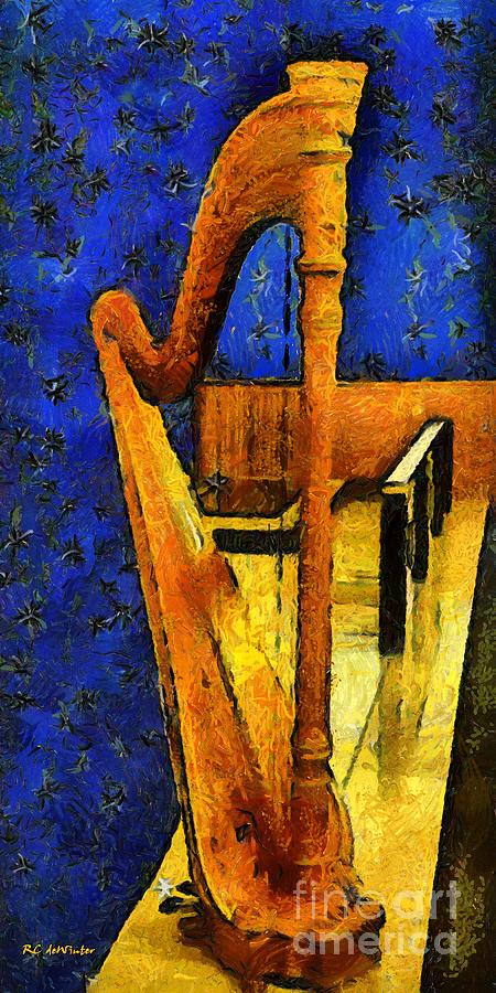 Music Painting - Midnight Harp by RC DeWinter