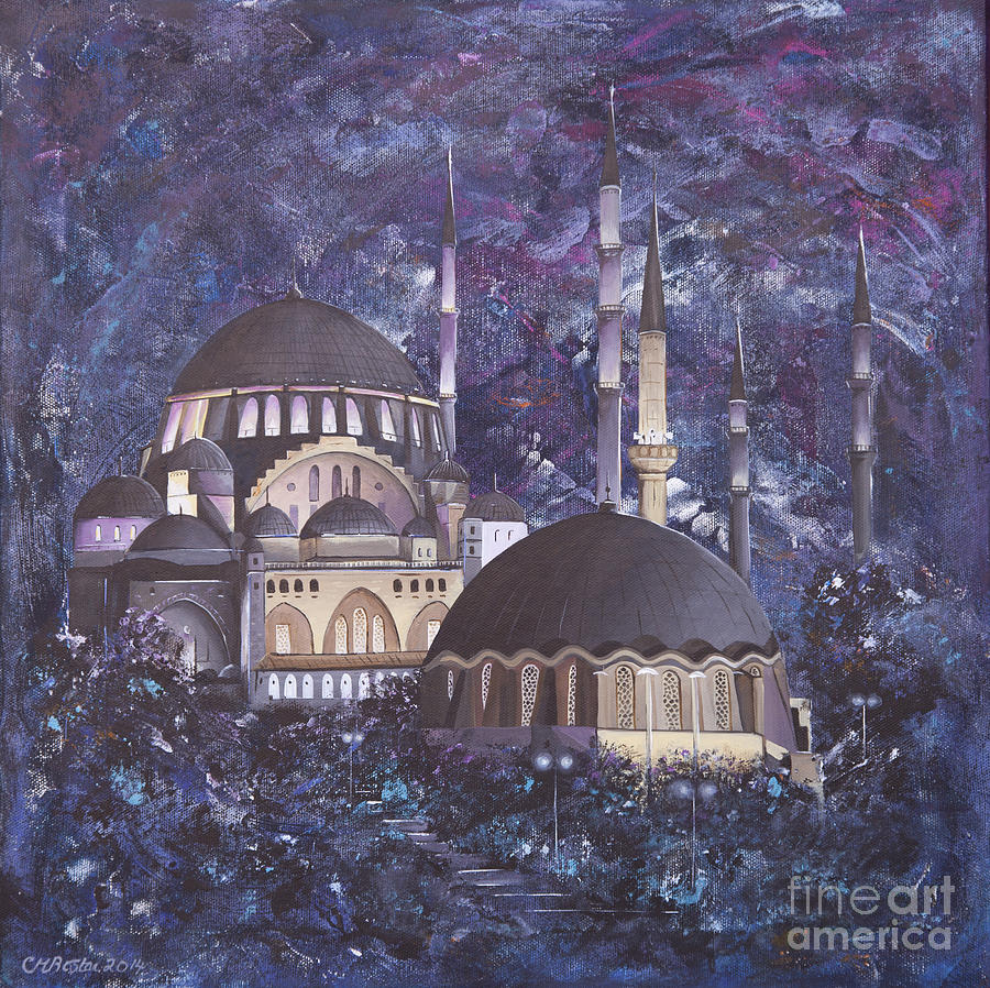 Midnight Mosque Painting by Carol Bostan