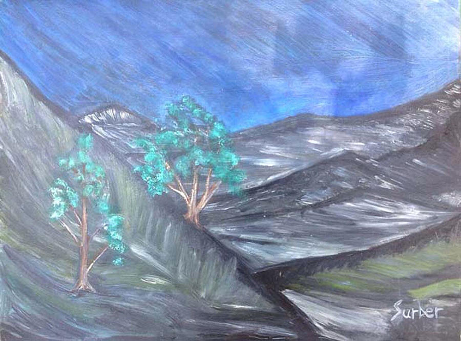 Midnight Mountains Painting by Suzanne Surber