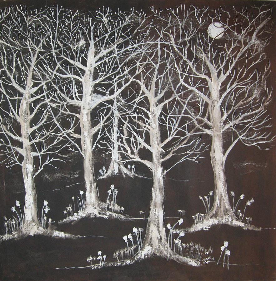 Midnight Mystery Forest Painting by Diane Pape