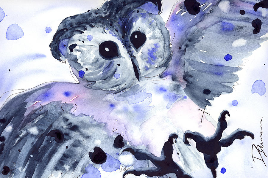 Midnight Owl Painting by Dawn Derman