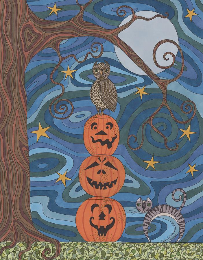 Halloween Drawing - Midnight by Pamela Schiermeyer