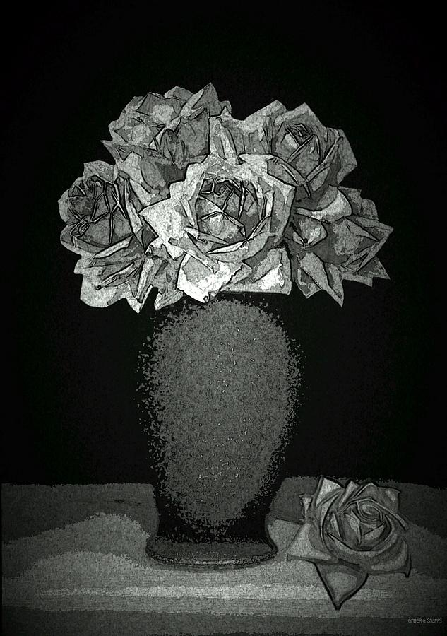 Rose Drawing - Midnight Roses by Ginger Guillot