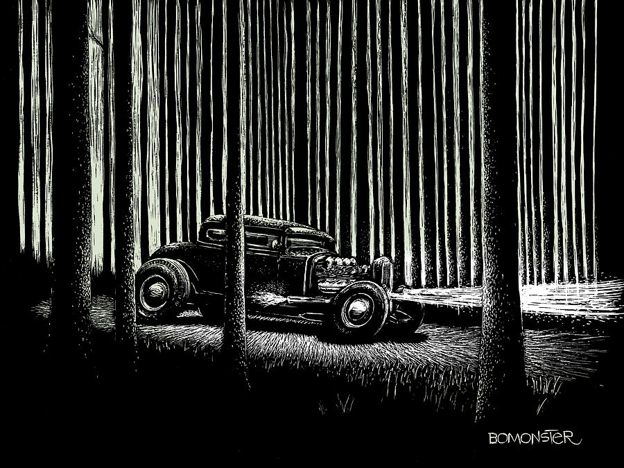Tree Drawing - Midnight Run by Bomonster  