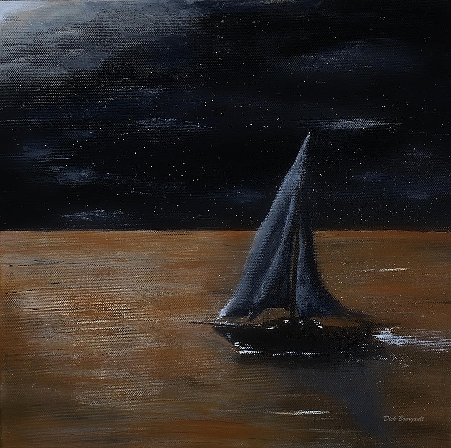 Midnight Sail #2 Painting by Dick Bourgault