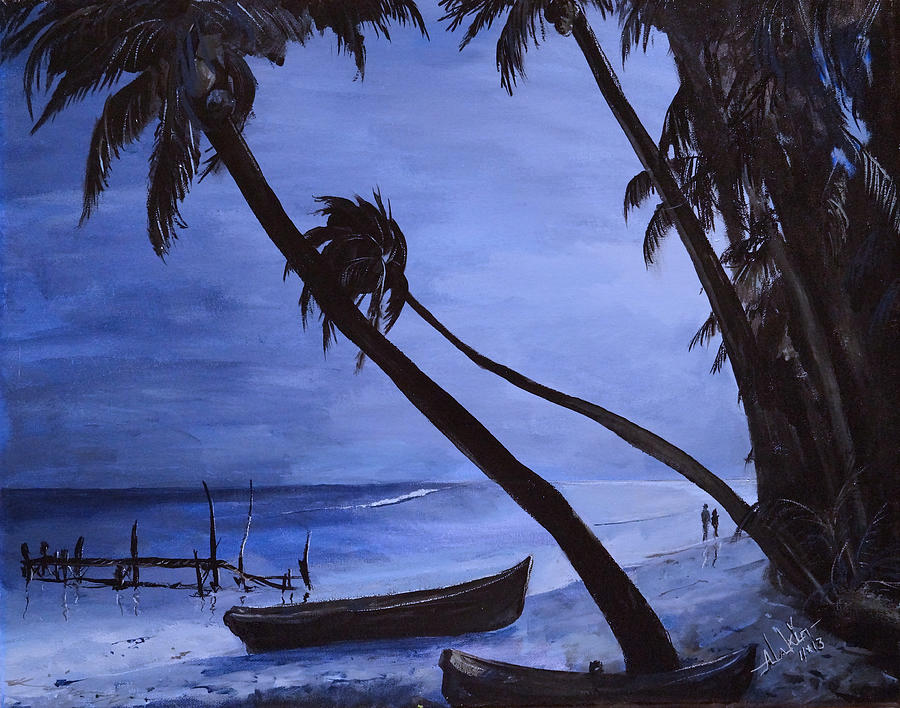 Midnight Stroll in Paradise Painting by Alan Lakin