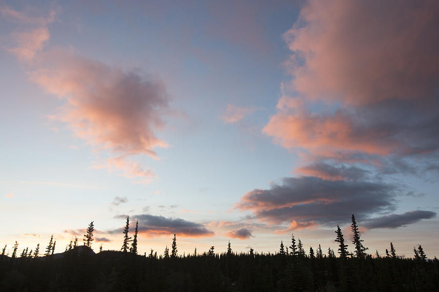 Midnight Sun And Clouds Denali Np Alaska Photograph by Matthais Breiter