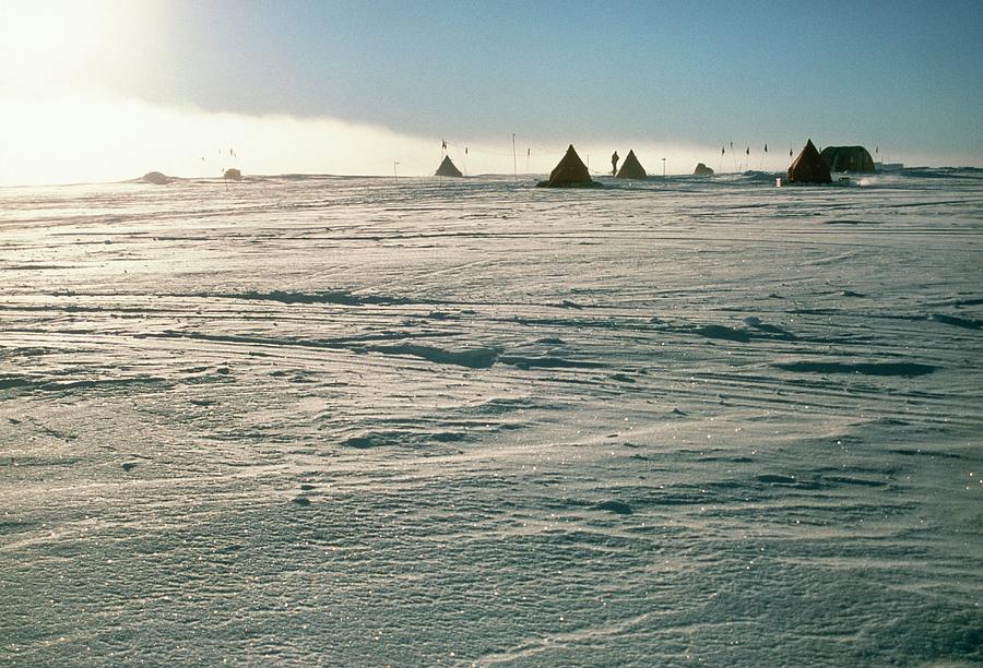 Midnight Sun Over An Antarctic Camp Photograph by David Vaughan/science Photo Library