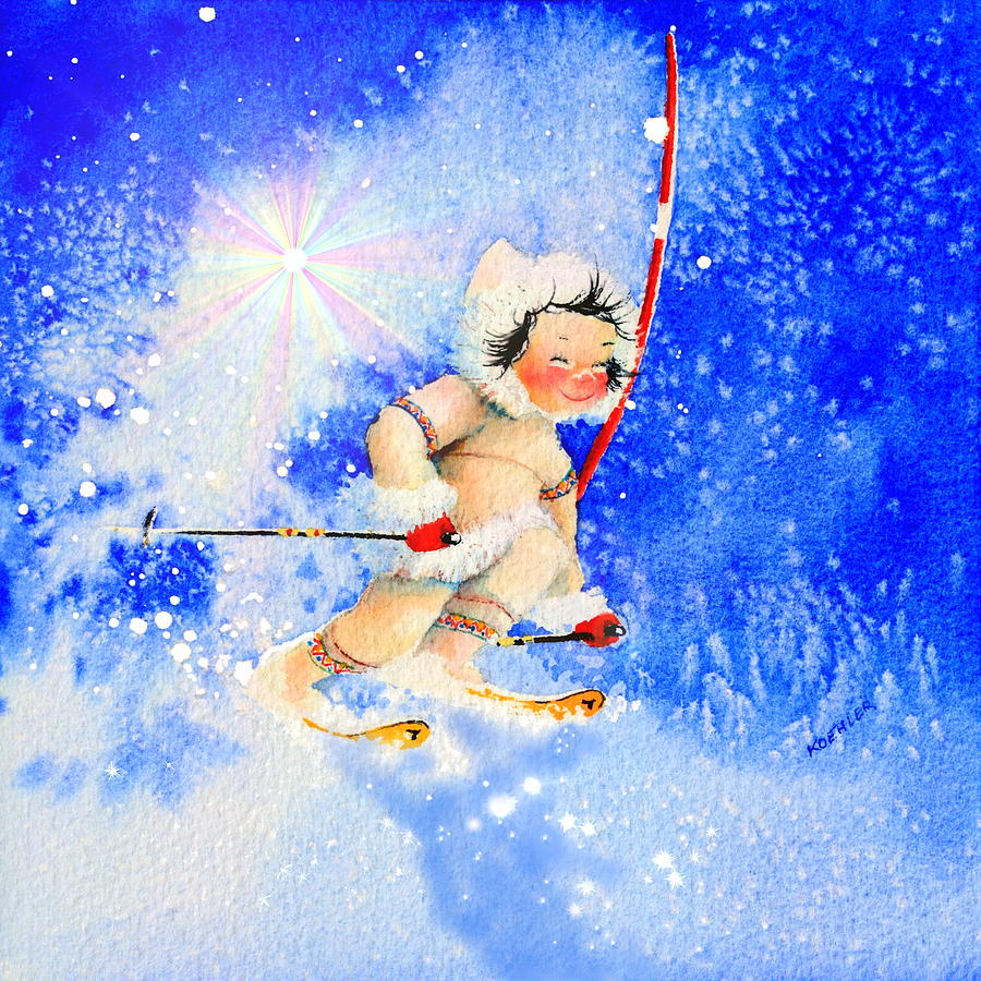 Midnight Sun Ski Racer Painting by Hanne Lore Koehler