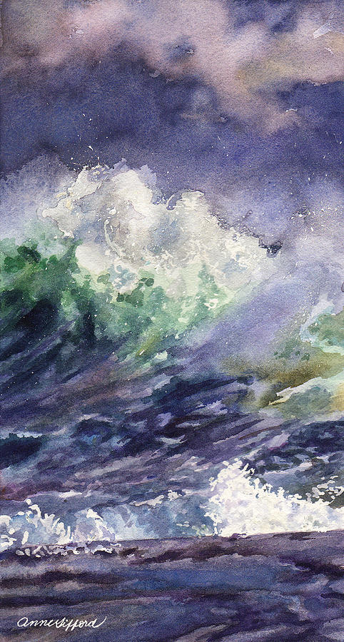 Midnight Surf Painting by Anne Gifford