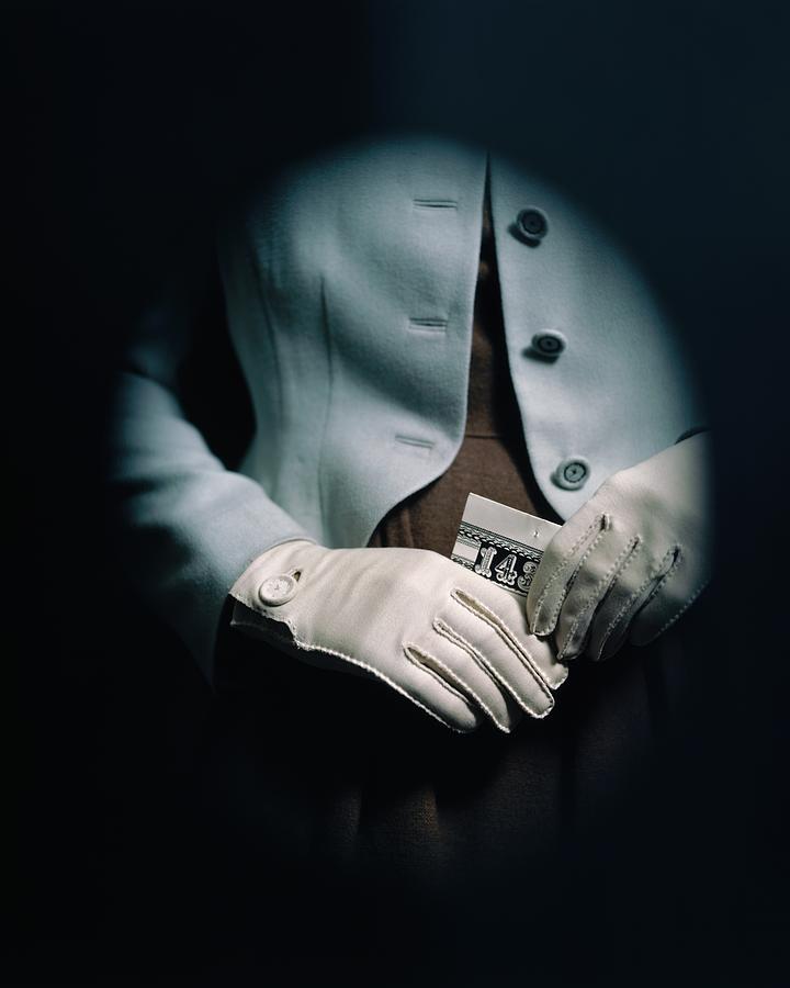 Midsection Of A Woman Wearing White Gloves Photograph by Frances McLaughlin-Gill