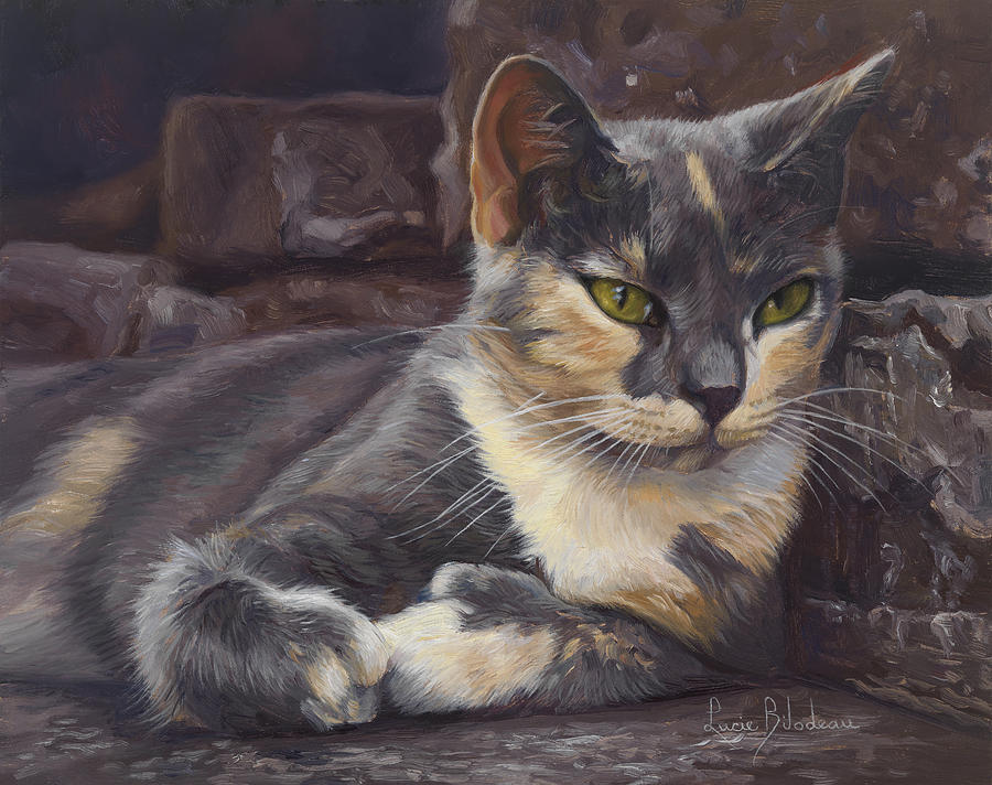 Cat Painting - Midsummer Day by Lucie Bilodeau