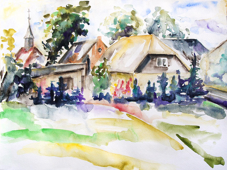 Midsummer In The Mecklenburg Village Nossentin Painting by Barbara Pommerenke
