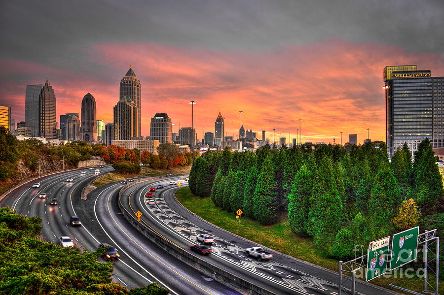 Midtown Atlanta Autumn Sunset Art    Photograph by Reid Callaway